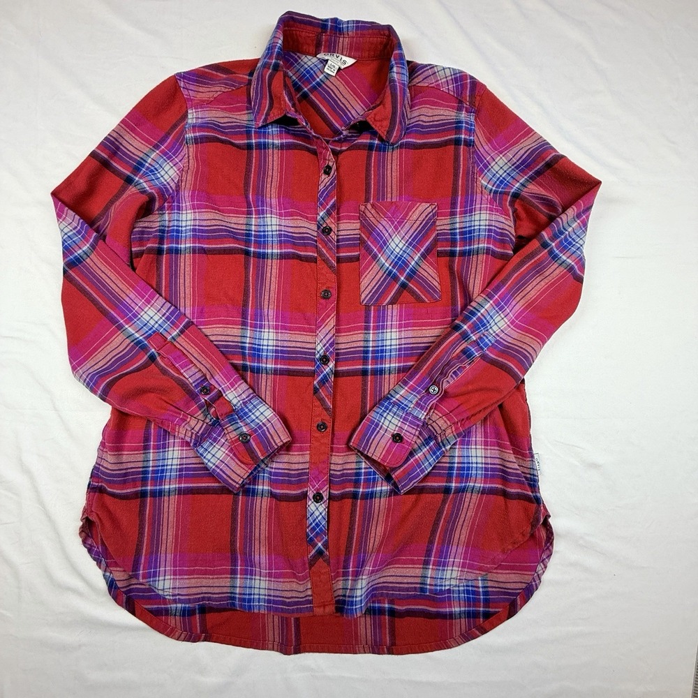 Orvis Long Sleeve Flannel Shirt Womens Large Red Plaid Casual Top Button Up